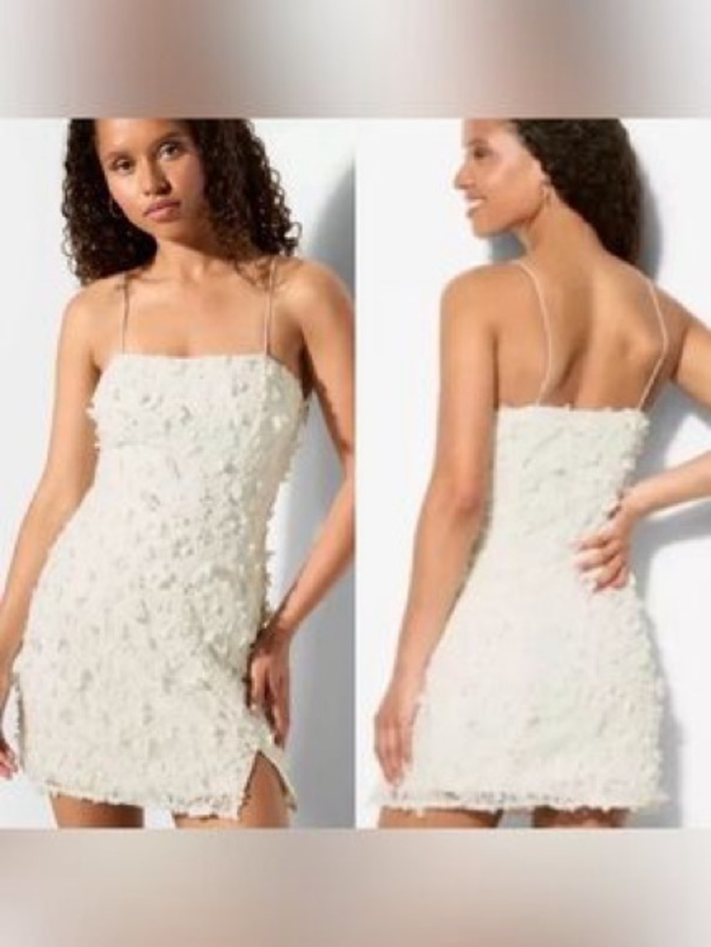 wild fable Ivory Textured Spaghetti-Strap Mini Dress